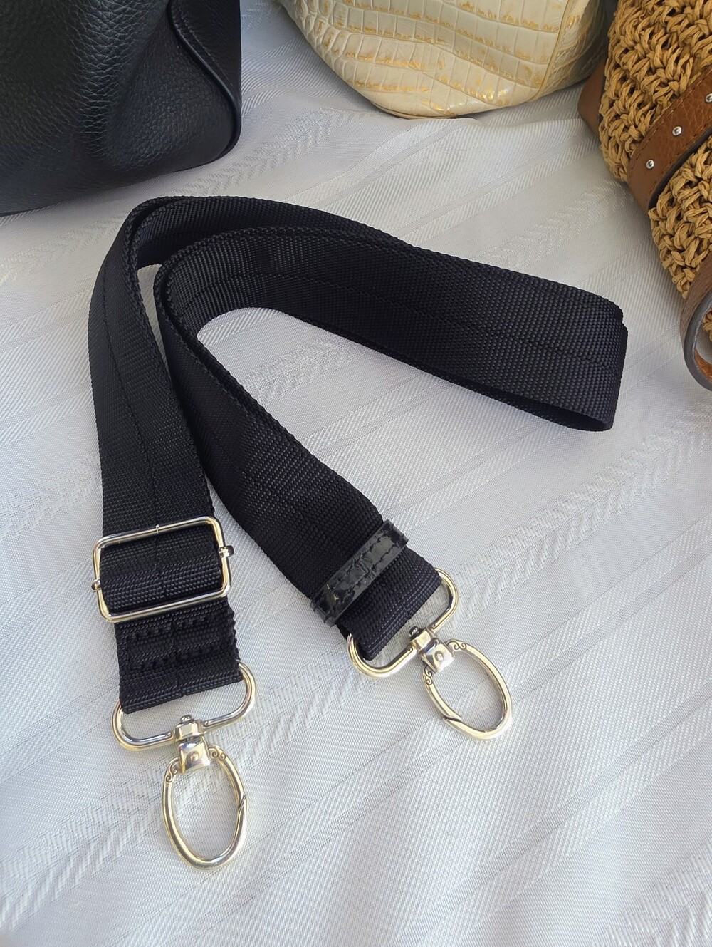 Brighton Black Replacement Shoulder Strap with Silver Hardware